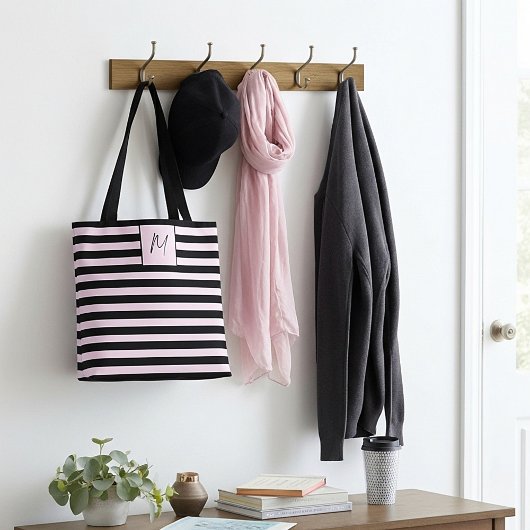 Moderne einfache Streifen Monogramm Tasche