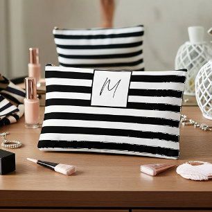 Moderne einfache Streifen Monogramm Zubehörtasche