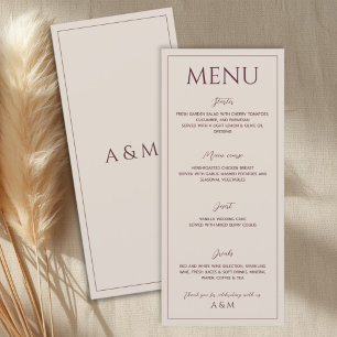 Moderne einfache Tann-Minimalist-Hochzeit Menükarte