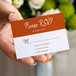 Moderne einfache Terracotta Skript Hochzeit RSVP Begleitkarte