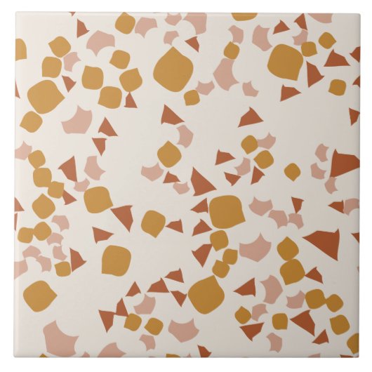 Moderne, einfache Terrazzo Creme Blush Pink Gold T Fliese (Vorderseite)