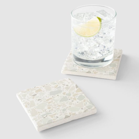 Moderne, einfache Terrazzo Steinuntersetzer (Seitenansicht)