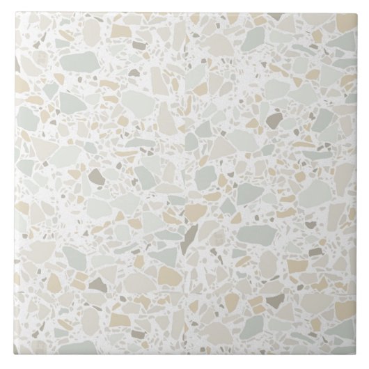Moderne einfache Terrazzo-Weißfliese Fliese (Vorderseite)