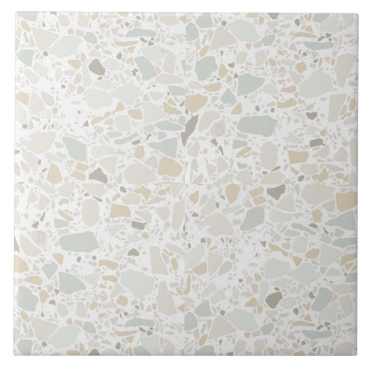 Moderne einfache Terrazzo-Weißfliese Fliese (Vorderseite)