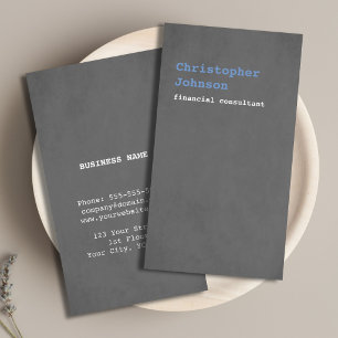 Moderne einfache Textur Grau Blau Berater Visitenkarte