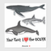 Moderne einfache Tiere im Nautischen Meer Aufkleber (Blatt)