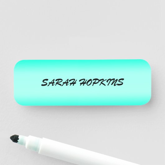 Moderne, einfache, türkisfarbene Farbe Namensschild (Beispiel)