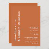 Moderne einfache Typografie | Burnt Orange Wedding Einladung (Vorne/Hinten)