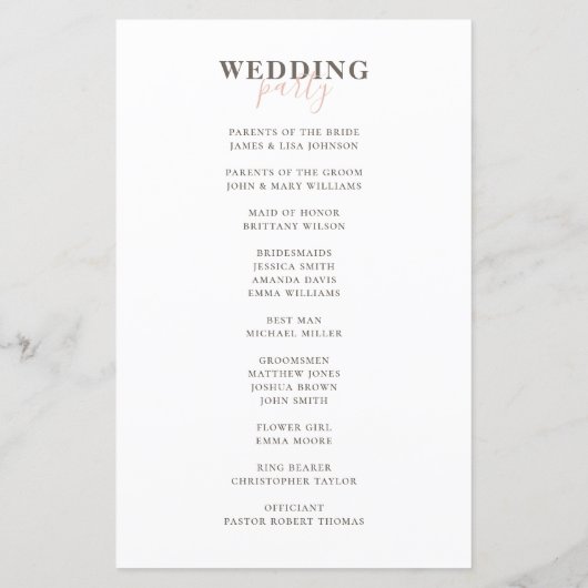 Moderne, einfache Typografie. Elegantes Hochzeitsp (Rückseite)