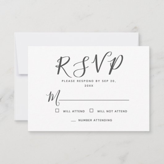 Moderne einfache Typografie-Erinnerungen Gedenkant RSVP Karte (Vorderseite)