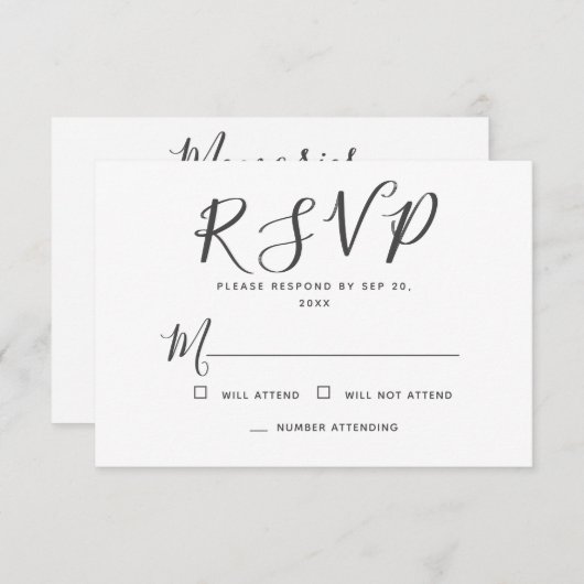 Moderne einfache Typografie-Erinnerungen Gedenkant RSVP Karte (Vorne/Hinten)