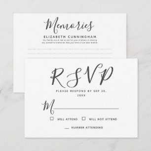 Moderne einfache Typografie-Erinnerungen Gedenkant RSVP Karte