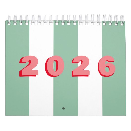 Moderne einfache Typografie gestreift Kalender (Titelbild)