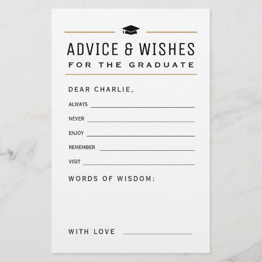 Moderne einfache Typografie Graduate Beratung & Wü (Vorderseite)