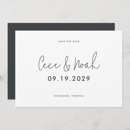 Moderne, einfache Typografie-Hochzeit Save The Date (Vorne/Hinten)