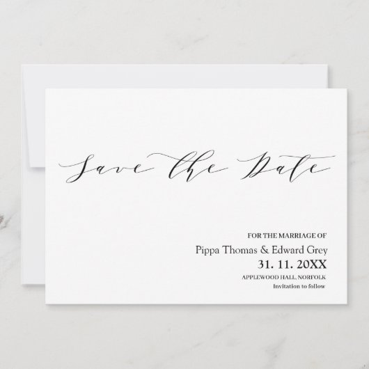 Moderne, einfache Typografie-Hochzeit Save The Date (Vorderseite)