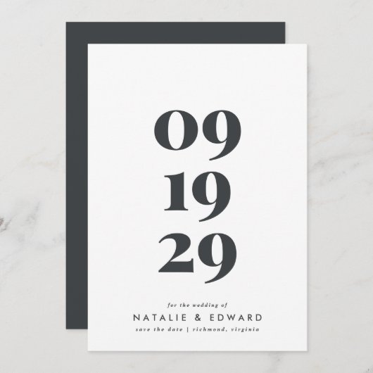 Moderne, einfache Typografie-Hochzeit Save The Date (Vorne/Hinten)
