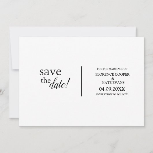 Moderne, einfache Typografie-Hochzeit Save The Date (Vorderseite)