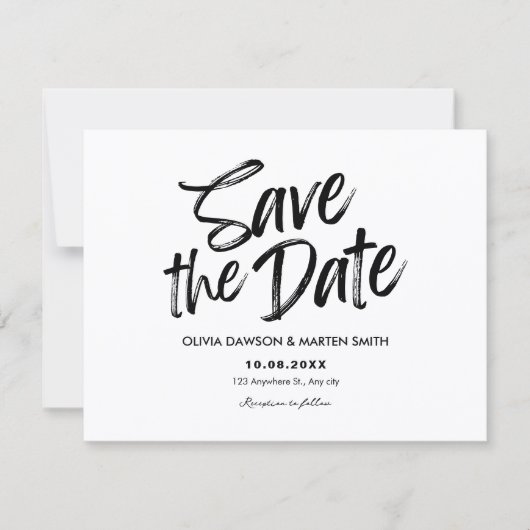 Moderne, einfache Typografie in Schwarz und Weiß Save The Date (Vorderseite)