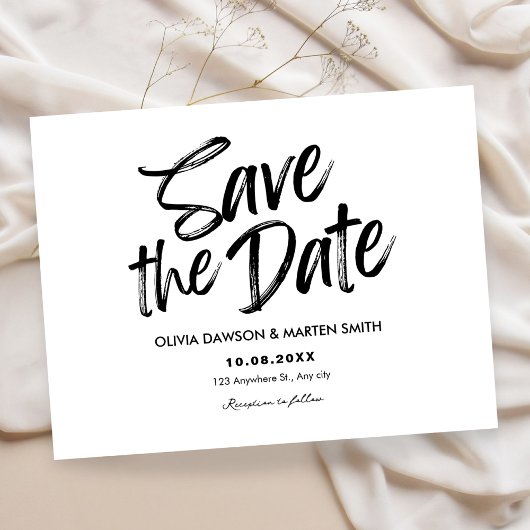 Moderne, einfache Typografie in Schwarz und Weiß Save The Date