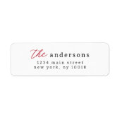 Moderne einfache Typografie-Rücksendeadresse (Vorne)