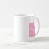 Moderne einfache Typografie Utah Staat Pink Kaffeetasse (VorderseiteRechts)