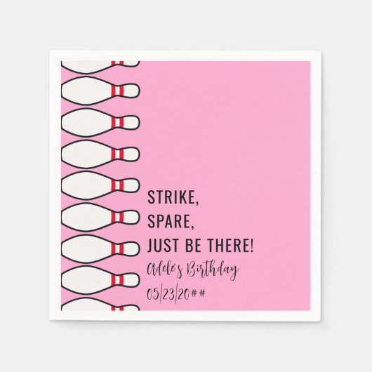 Moderne, einfache und allzeitalte Rosa Bowling Geb Serviette (Vorderseite)