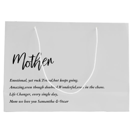 Moderne, einfache und beste Mutter je Bestes Schön Große Geschenktüte (Rückseite)