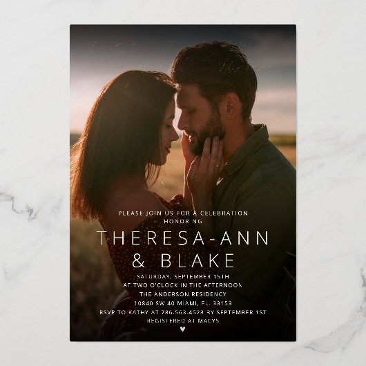 Moderne, einfache und elegante Dusche Folieneinladung (Vorderseite)