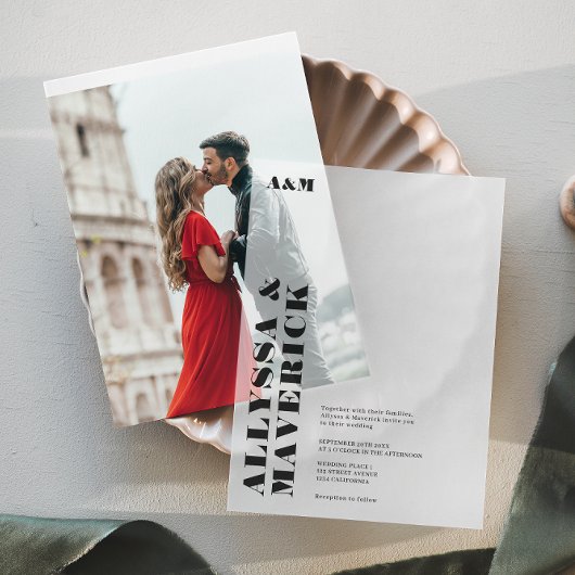 Moderne, einfache und feine Elegante Schwarz-weiße Pergament Einladungen