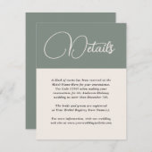 Moderne, einfache und grüne Hochzeitsdetails Begleitkarte (Vorne/Hinten)