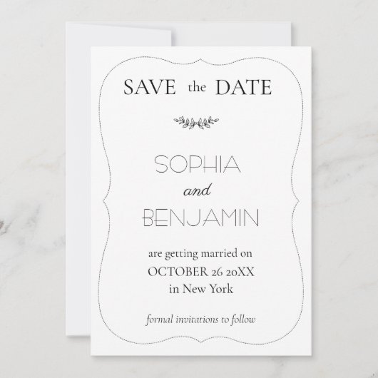 Moderne, einfache und Minimalistische Hochzeit Save The Date (Vorderseite)