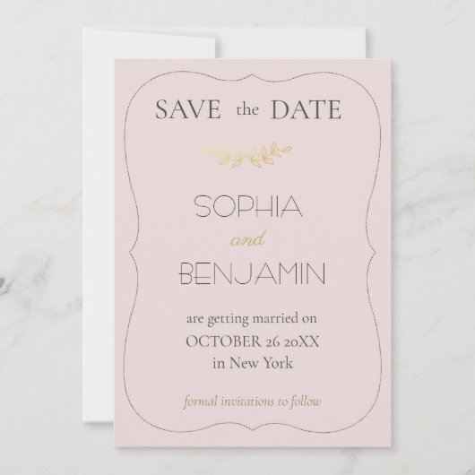 Moderne, einfache und Minimalistische Hochzeitstor Save The Date (Vorderseite)