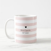 Moderne, einfache und stilvolle Liebe Rosa Streife Kaffeetasse (Links)