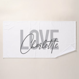 Moderne, einfache, urbane, coole Liebe Charlotte Badehandtuch