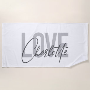 Moderne, einfache, urbane, coole Liebe Charlotte Strandtuch
