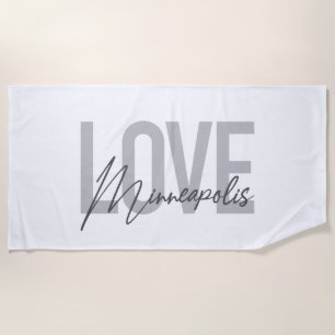 Moderne, einfache, urbane, coole Liebe Minneapolis Strandtuch