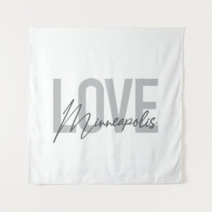Moderne, einfache, urbane, coole Liebe Minneapolis Wandteppich