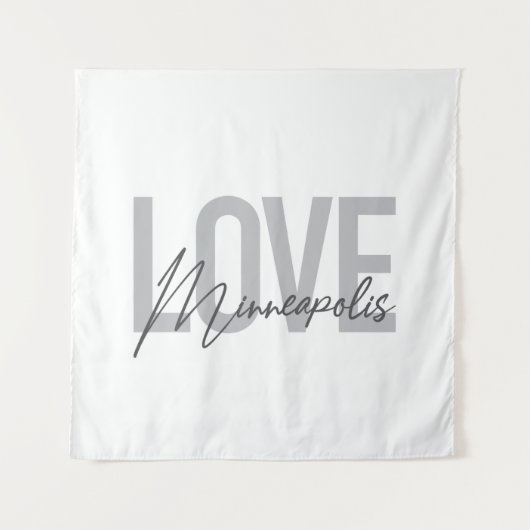 Moderne, einfache, urbane, coole Liebe Minneapolis Wandteppich (Vorderseite)