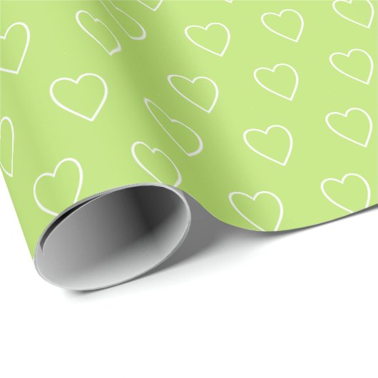 Moderne einfache Valentine Herz Muster Grün Geschenkpapier (Rolleneckpunkt)