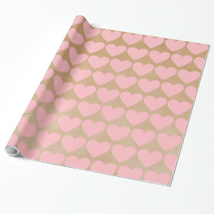 Moderne, einfache Valentine Pink Hearts Kraft Geschenkpapier