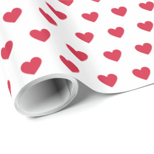 Moderne einfache Valentine Red Hearts White Geschenkpapier