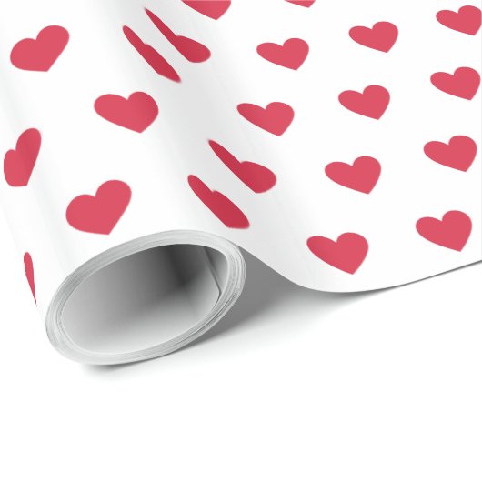 Moderne einfache Valentine Red Hearts White Geschenkpapier (Rolleneckpunkt)