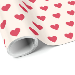Moderne, einfache Valentine Rote Herzen Creme Geschenkpapier