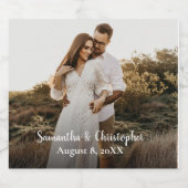 Moderne einfache Verlobung Foto Gastgeschenk Hochz Schaumweinetikett (Einzelnes Label)