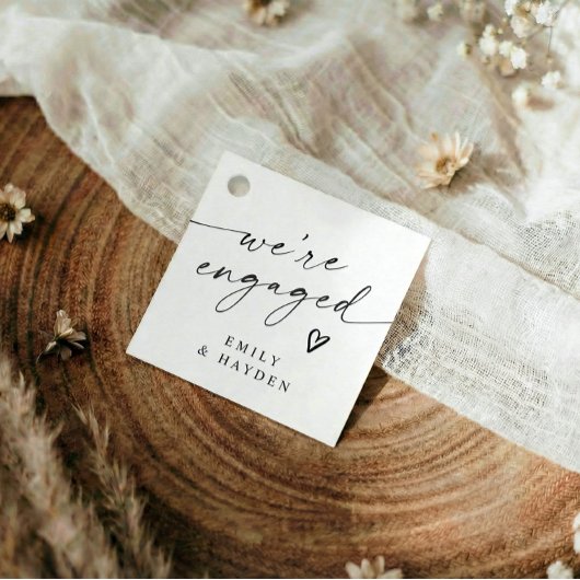 Moderne einfache Verlobungsfeier Handschrift Herz Geschenkanhänger