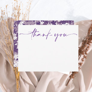 Moderne einfache violette Dankeschön-Schrift-Grußk Mitteilungskarte