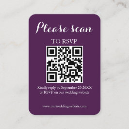 Moderne einfache violette QR-Code- und RSVP-Hochze Begleitkarte