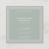 Moderne einfache Vorlage Beruflich Elegant grün Quadratische Visitenkarte (Rückseite)