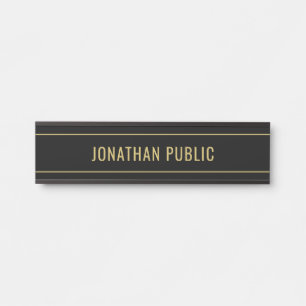 Moderne einfache Vorlage Elegant Schwarz & Gold Na Türschild